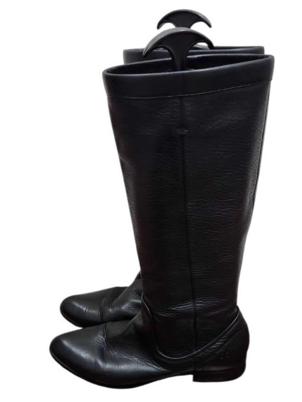 Frye Cindy Slouch Tall Riding Boots Black Pebbled Leather Knee High Women’s 8.5 - Picture 7 of 15